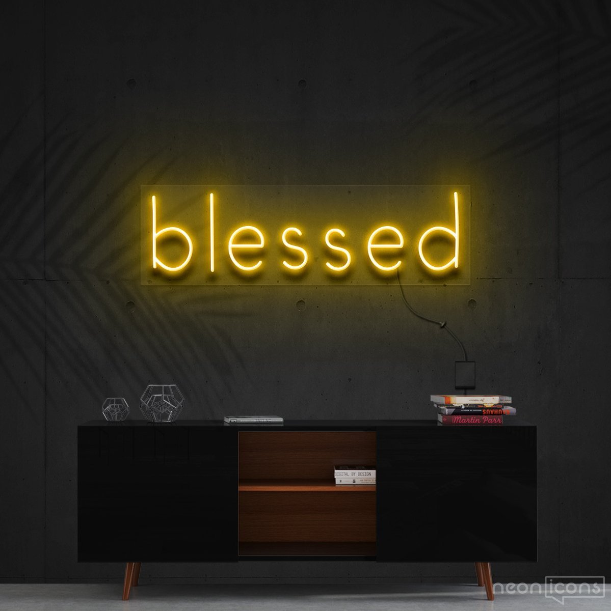 "Blessed" Neon Sign 60cm (2ft) / Yellow / Cut to Shape by Neon Icons