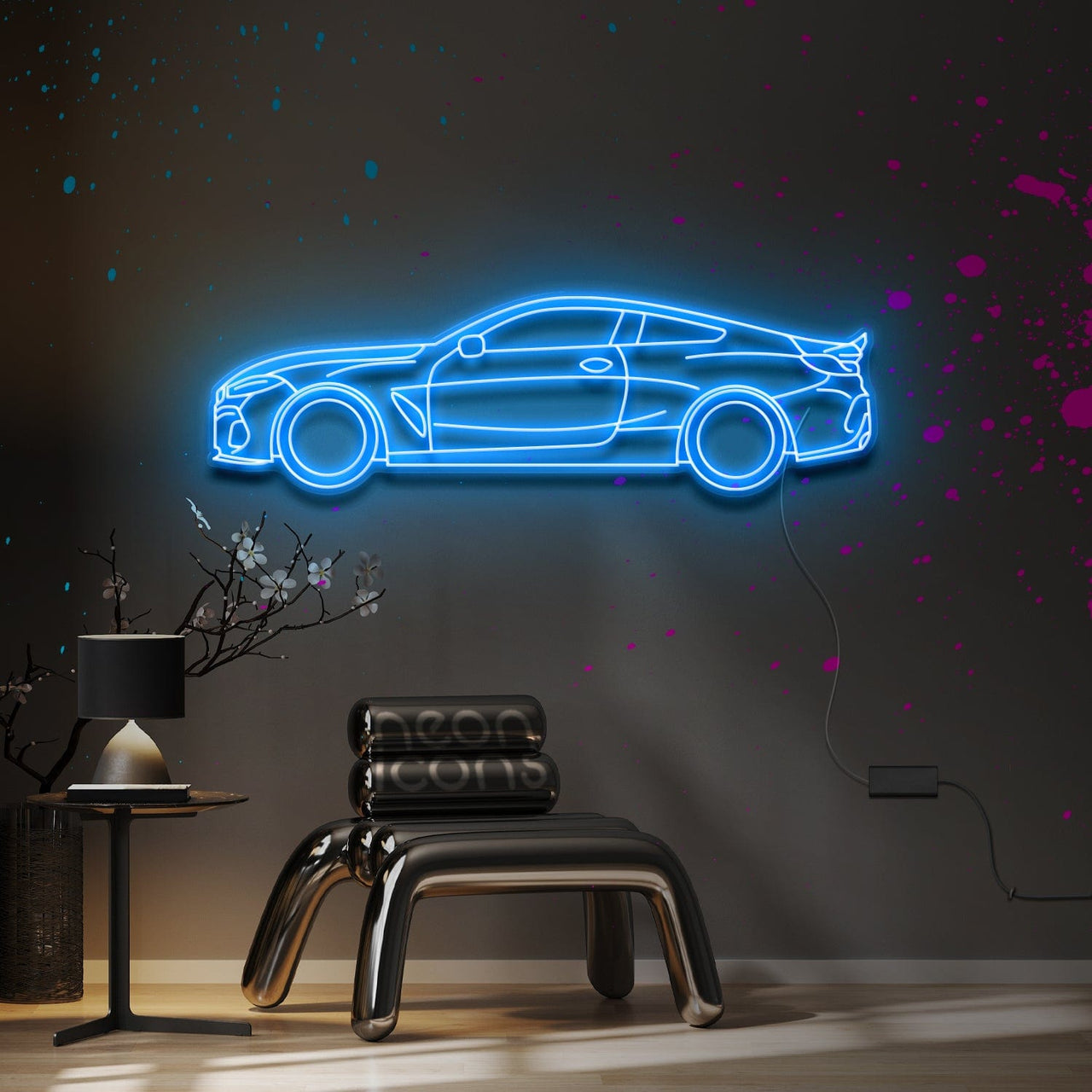 "BMW M4 G80" Neon Sign 4ft x 1.3ft / Ice Blue / LED Neon by Neon Icons