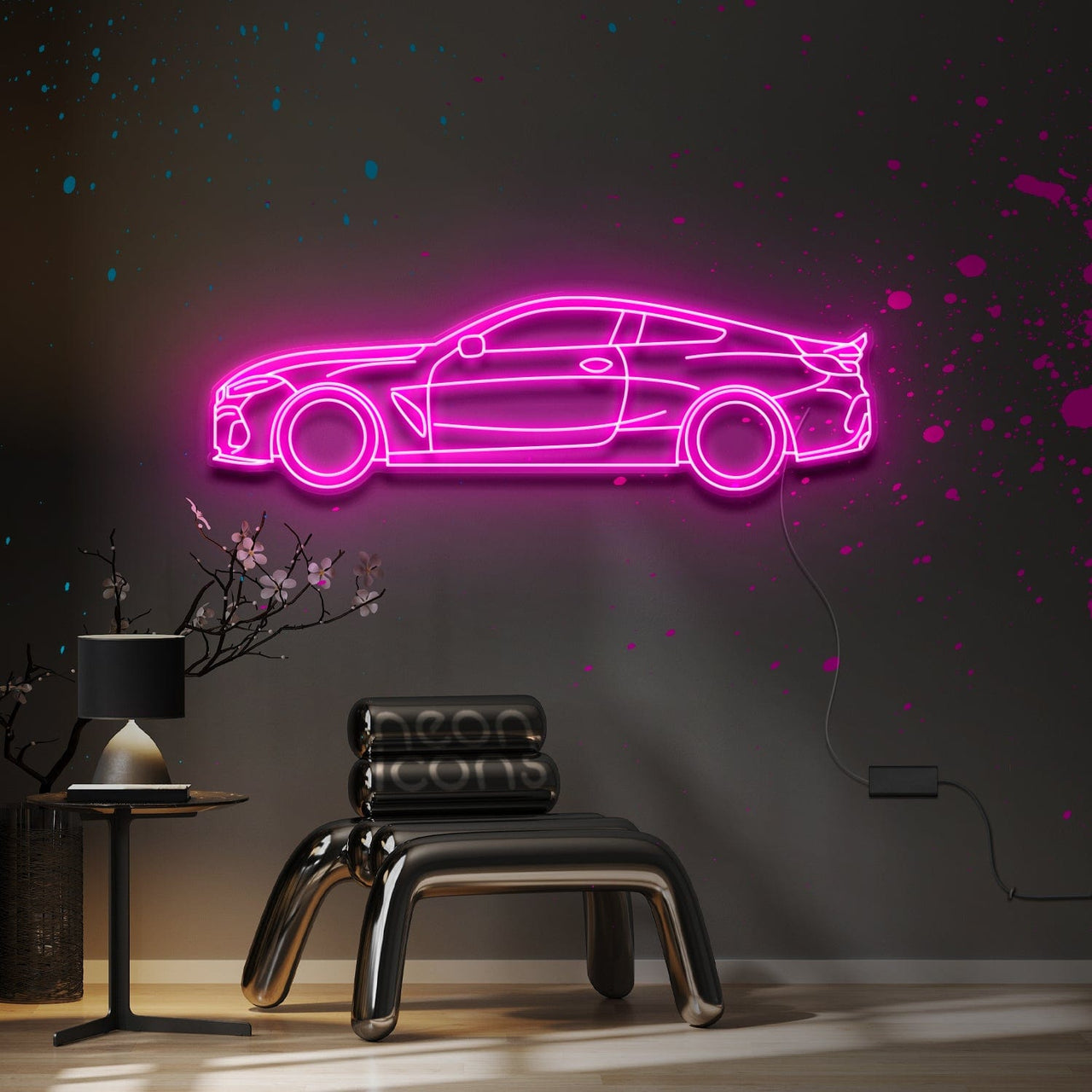 "BMW M4 G80" Neon Sign 4ft x 1.3ft / Pink / LED Neon by Neon Icons