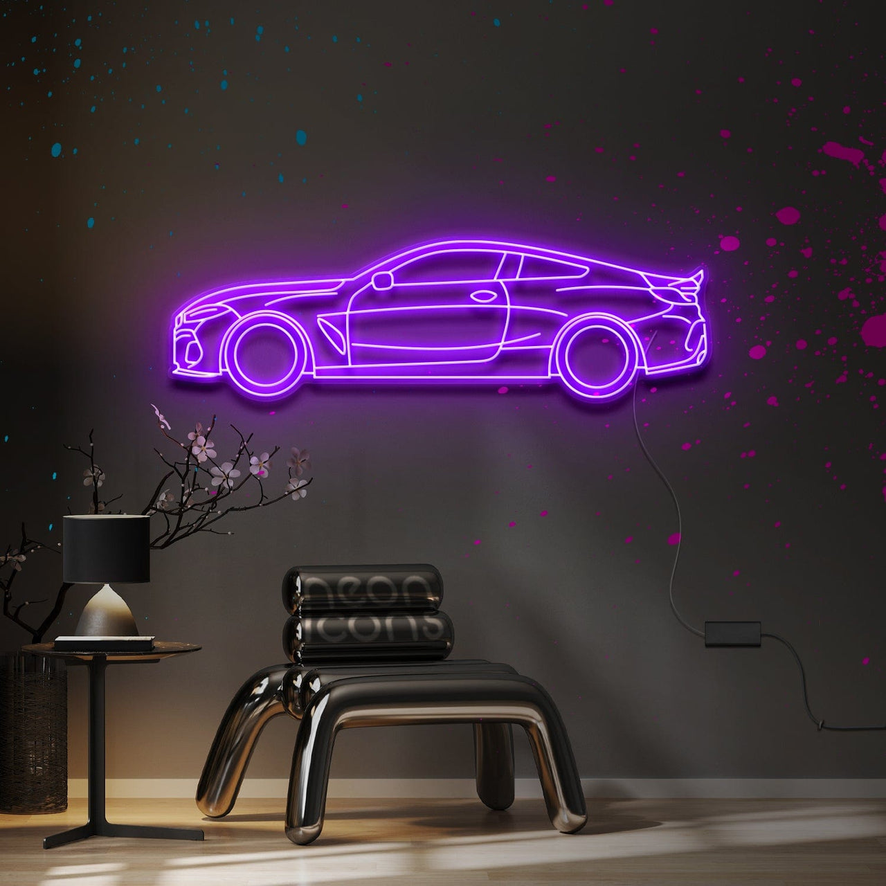 "BMW M4 G80" Neon Sign 4ft x 1.3ft / Purple / LED Neon by Neon Icons