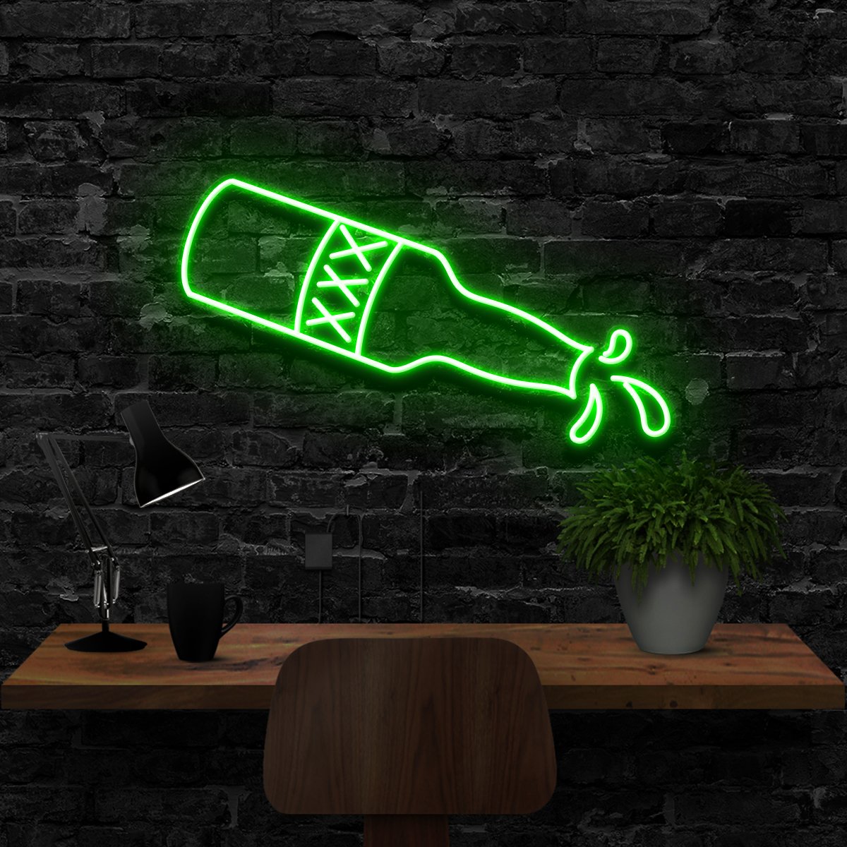 "Booze Bottle" Neon Sign 40cm (1.3ft) / Green / LED Neon by Neon Icons