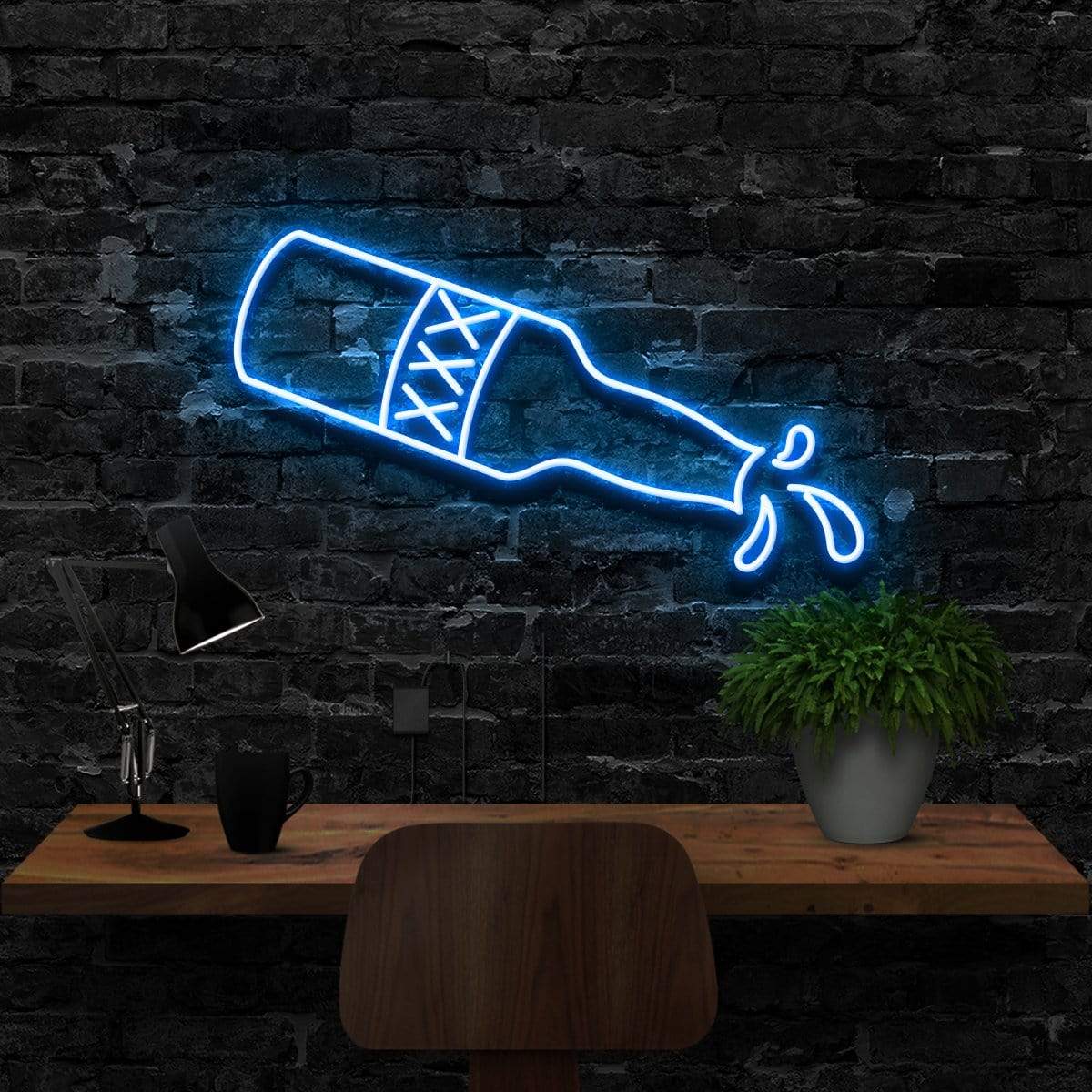 "Booze Bottle" Neon Sign 40cm (1.3ft) / Ice Blue / LED Neon by Neon Icons