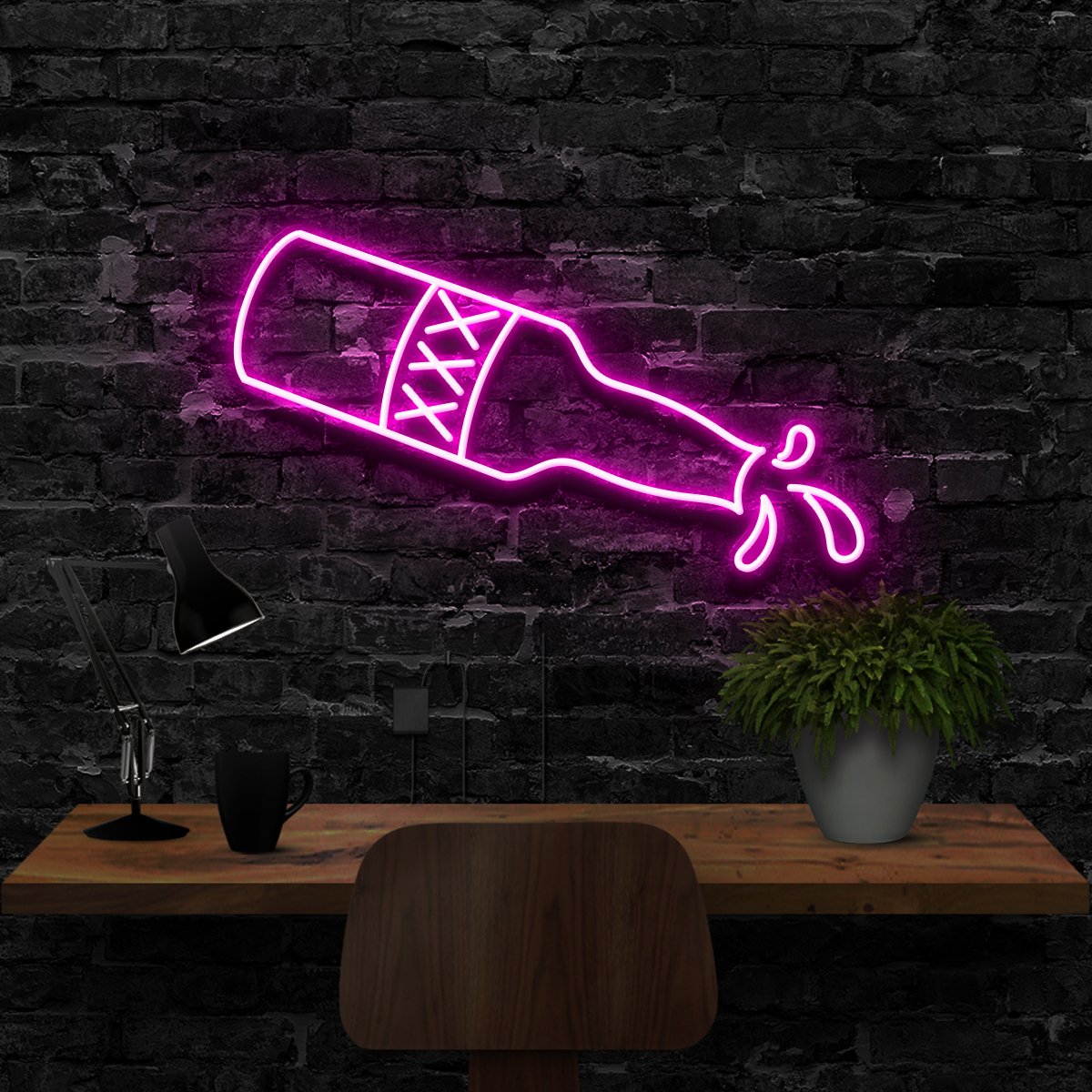 "Booze Bottle" Neon Sign 40cm (1.3ft) / Pink / LED Neon by Neon Icons