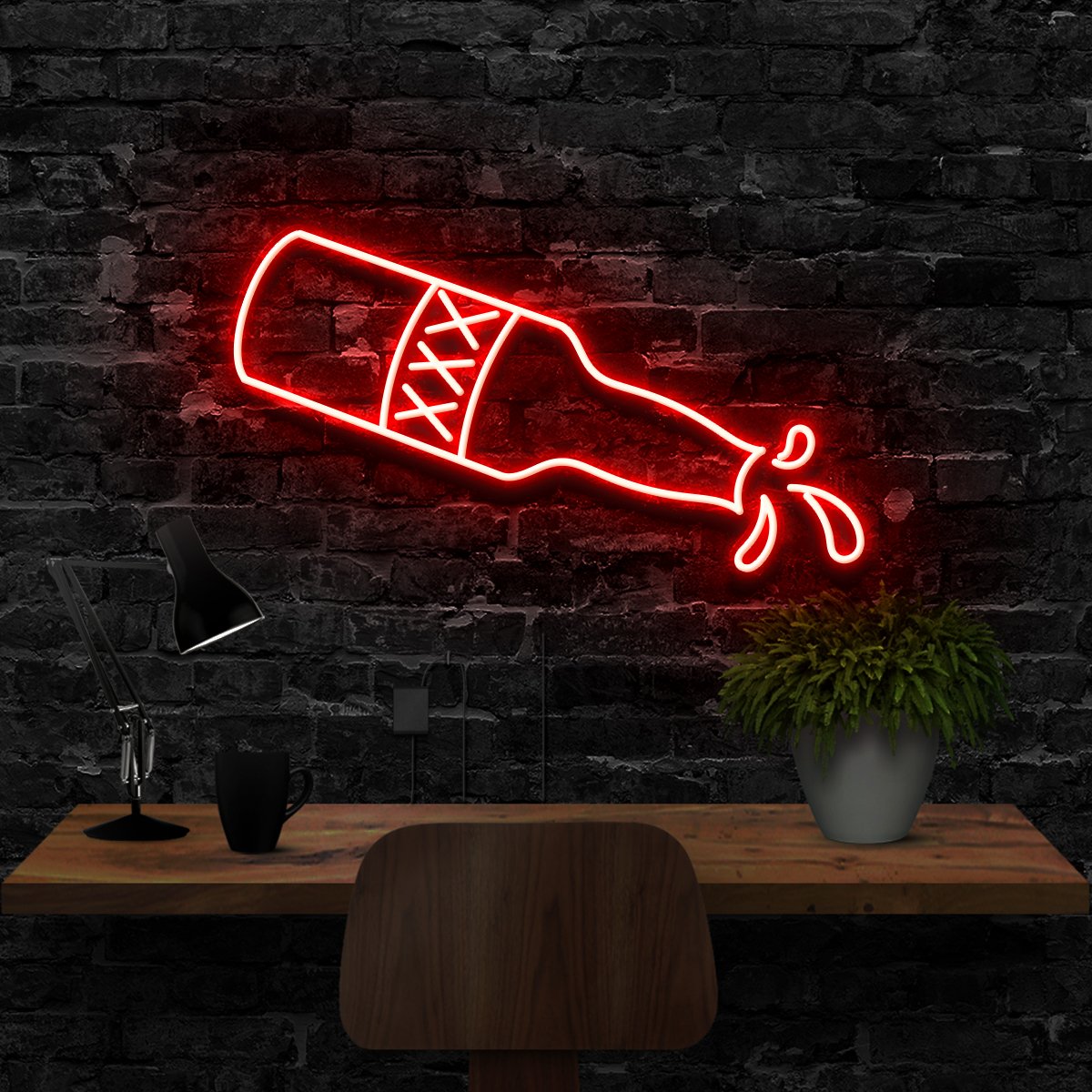 "Booze Bottle" Neon Sign 40cm (1.3ft) / Red / LED Neon by Neon Icons