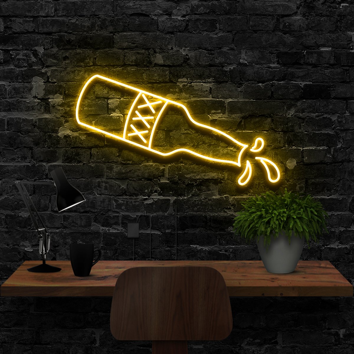 "Booze Bottle" Neon Sign 40cm (1.3ft) / Yellow / LED Neon by Neon Icons