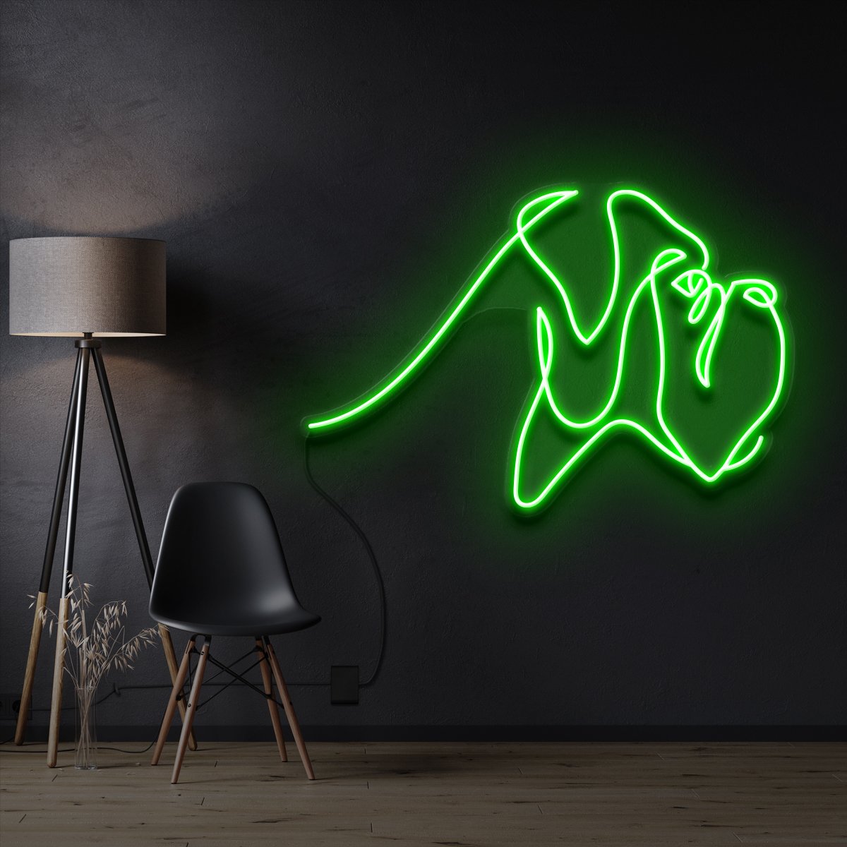 "Boxer Line Art" Pet Neon Sign 60cm / Green / Cut to Shape by Neon Icons