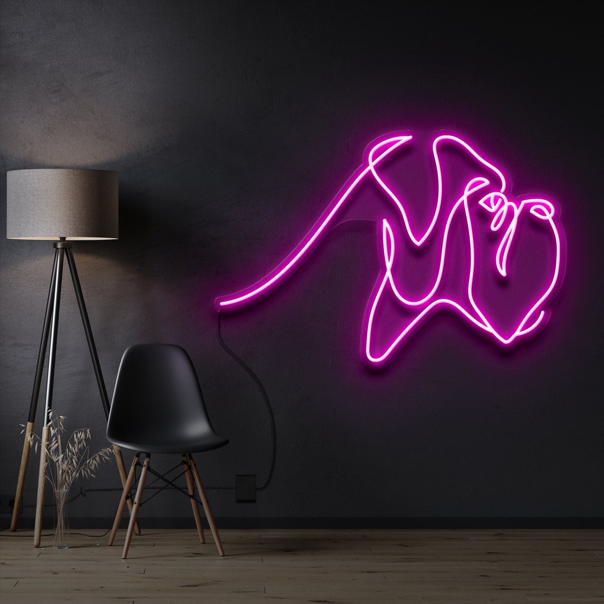 "Boxer Line Art" Pet Neon Sign 60cm / Pink / Cut to Shape by Neon Icons