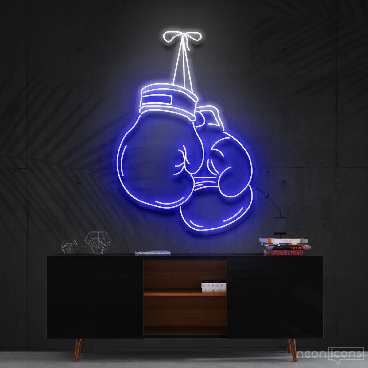 "Boxing Gloves" Multicolour Neon Sign 60cm (2ft) / Blue / Cut to Shape by Neon Icons