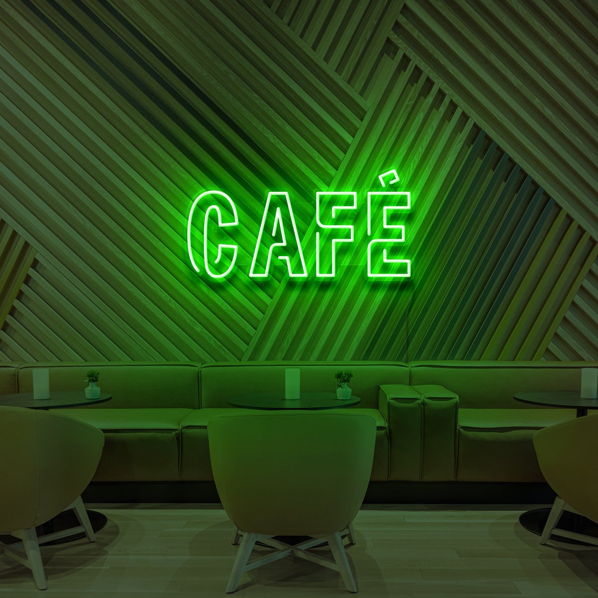 "Café" Neon Sign for Cafés 60cm (2ft) / Green / LED Neon by Neon Icons