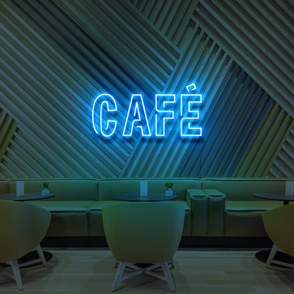 "Café" Neon Sign for Cafés 60cm (2ft) / Ice Blue / LED Neon by Neon Icons