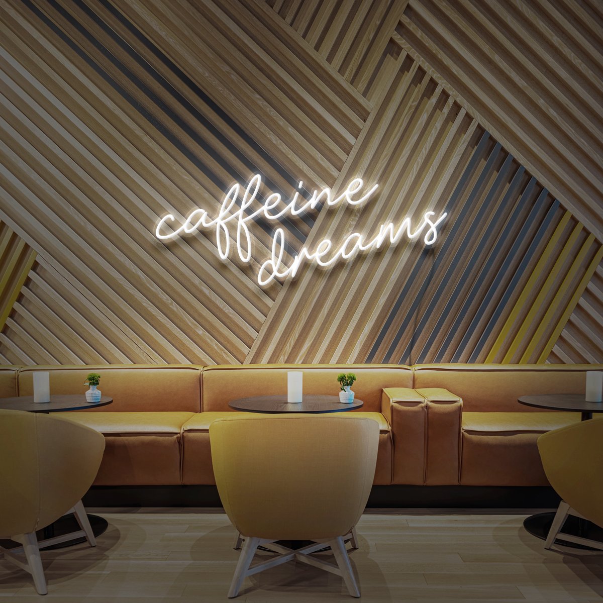 "Caffeine Dreams" Neon Sign for Coffee Shops by Neon Icons