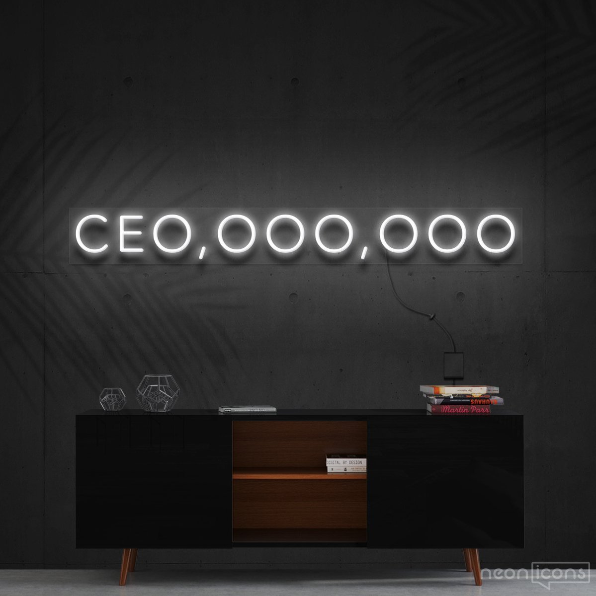 "CEO, OOO, OOO" Neon Sign 60cm (2ft) / White / Cut to Shape by Neon Icons