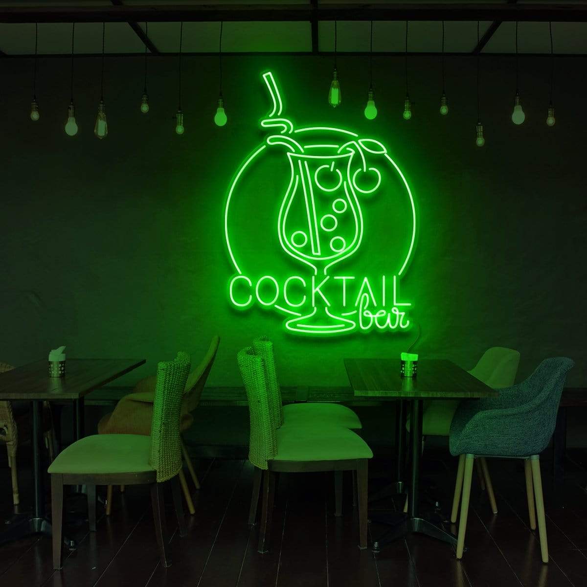 "Cocktail Bar" Neon Sign for Bars & Restaurants 90cm (3ft) / Green / LED Neon by Neon Icons