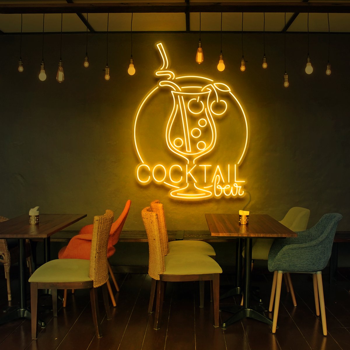 "Cocktail Bar" Neon Sign for Bars & Restaurants 90cm (3ft) / Yellow / LED Neon by Neon Icons