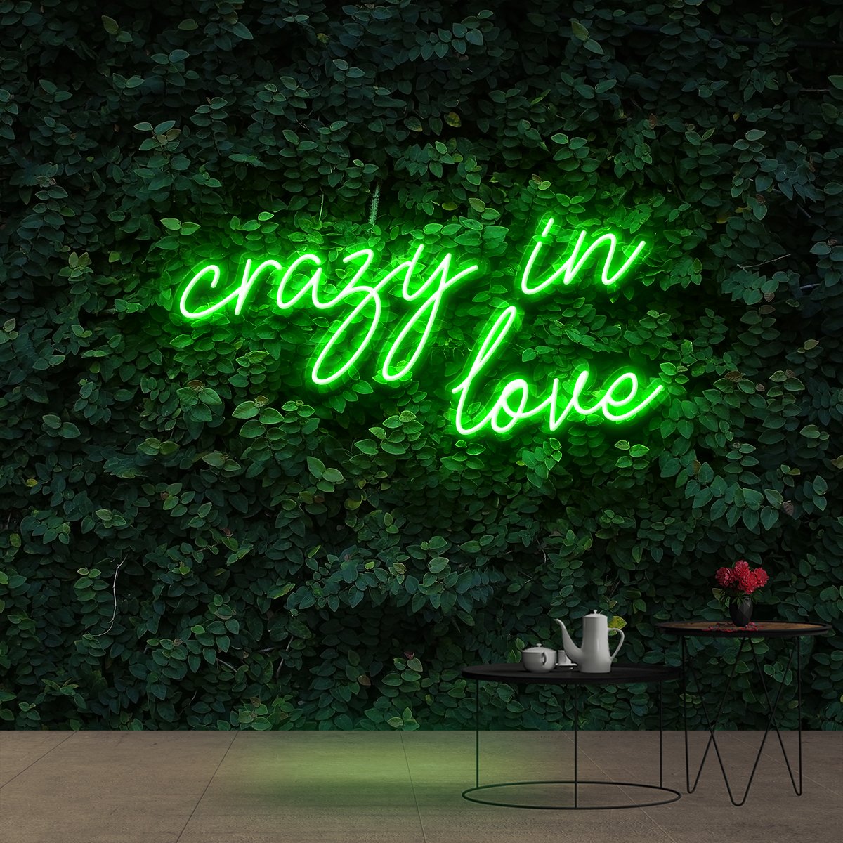 "Crazy In Love" Neon Sign 60cm (2ft) / Green / Cut to Shape by Neon Icons