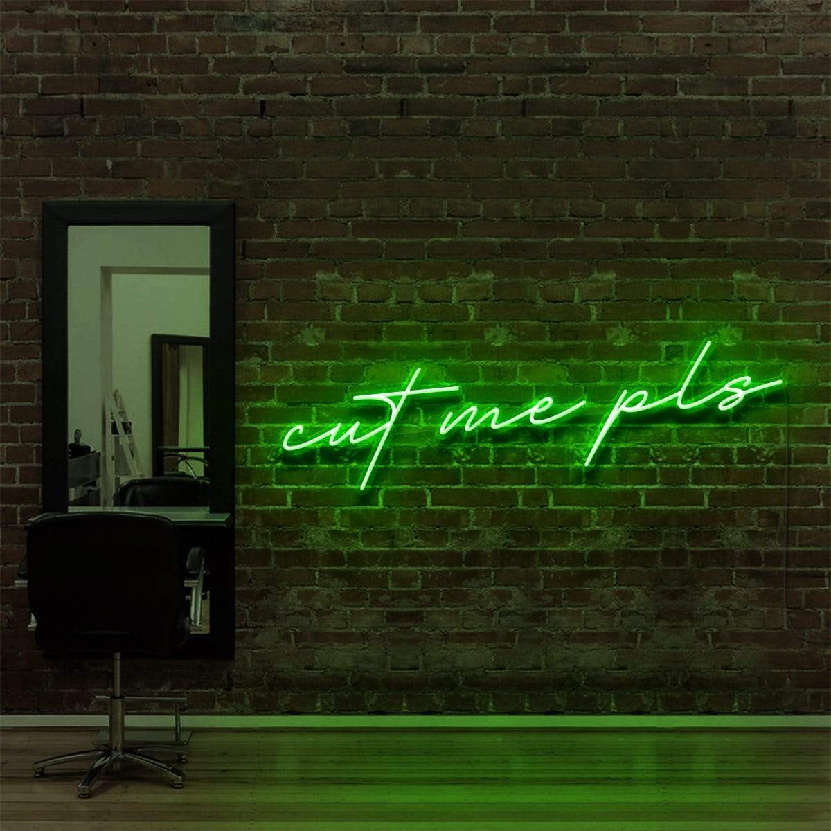 "Cut Me Pls" Neon Sign for Hair Salons & Barbershops 90cm (3ft) / Green / LED Neon by Neon Icons