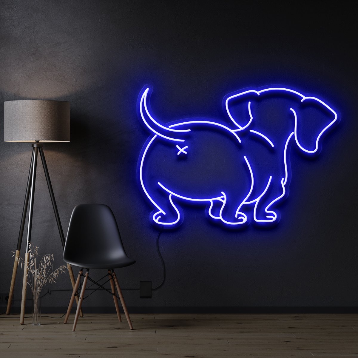 "Dachshund Butt" Pet Neon Sign 60cm / Blue / Cut to Shape by Neon Icons