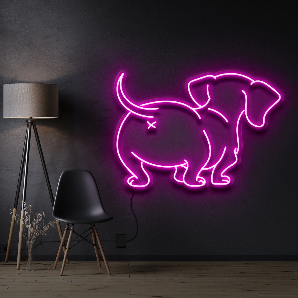 "Dachshund Butt" Pet Neon Sign 60cm / Pink / Cut to Shape by Neon Icons