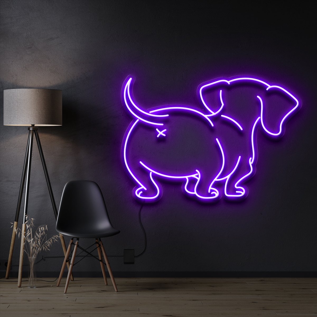 "Dachshund Butt" Pet Neon Sign 60cm / Purple / Cut to Shape by Neon Icons