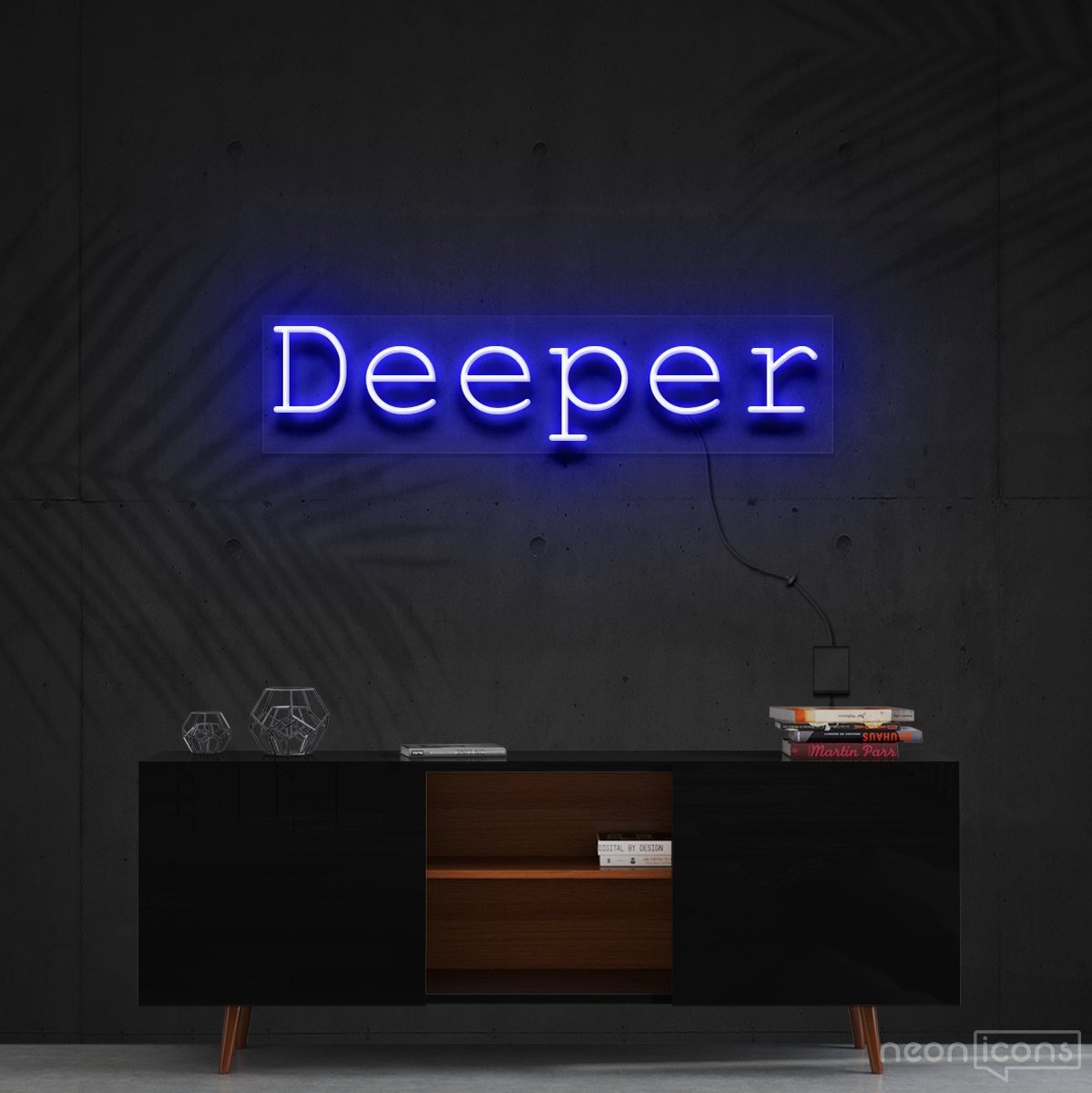 "Deeper" Neon Sign 60cm (2ft) / Blue / Cut to Shape by Neon Icons