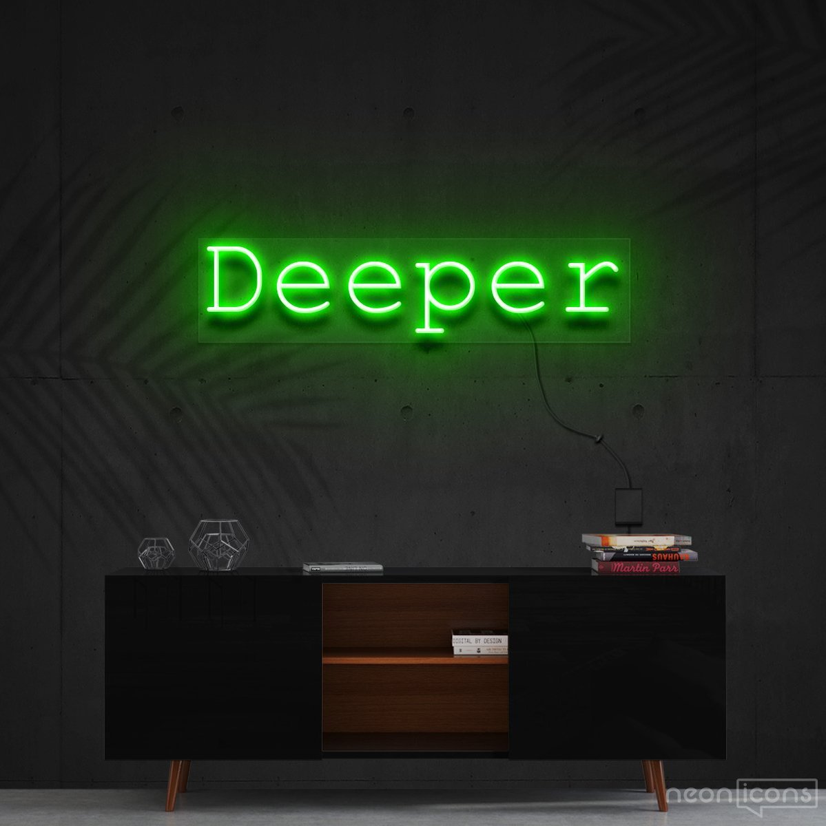 "Deeper" Neon Sign 60cm (2ft) / Green / Cut to Shape by Neon Icons