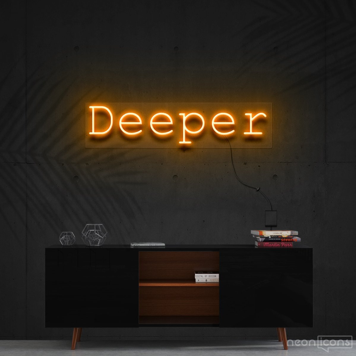 "Deeper" Neon Sign 60cm (2ft) / Orange / Cut to Shape by Neon Icons