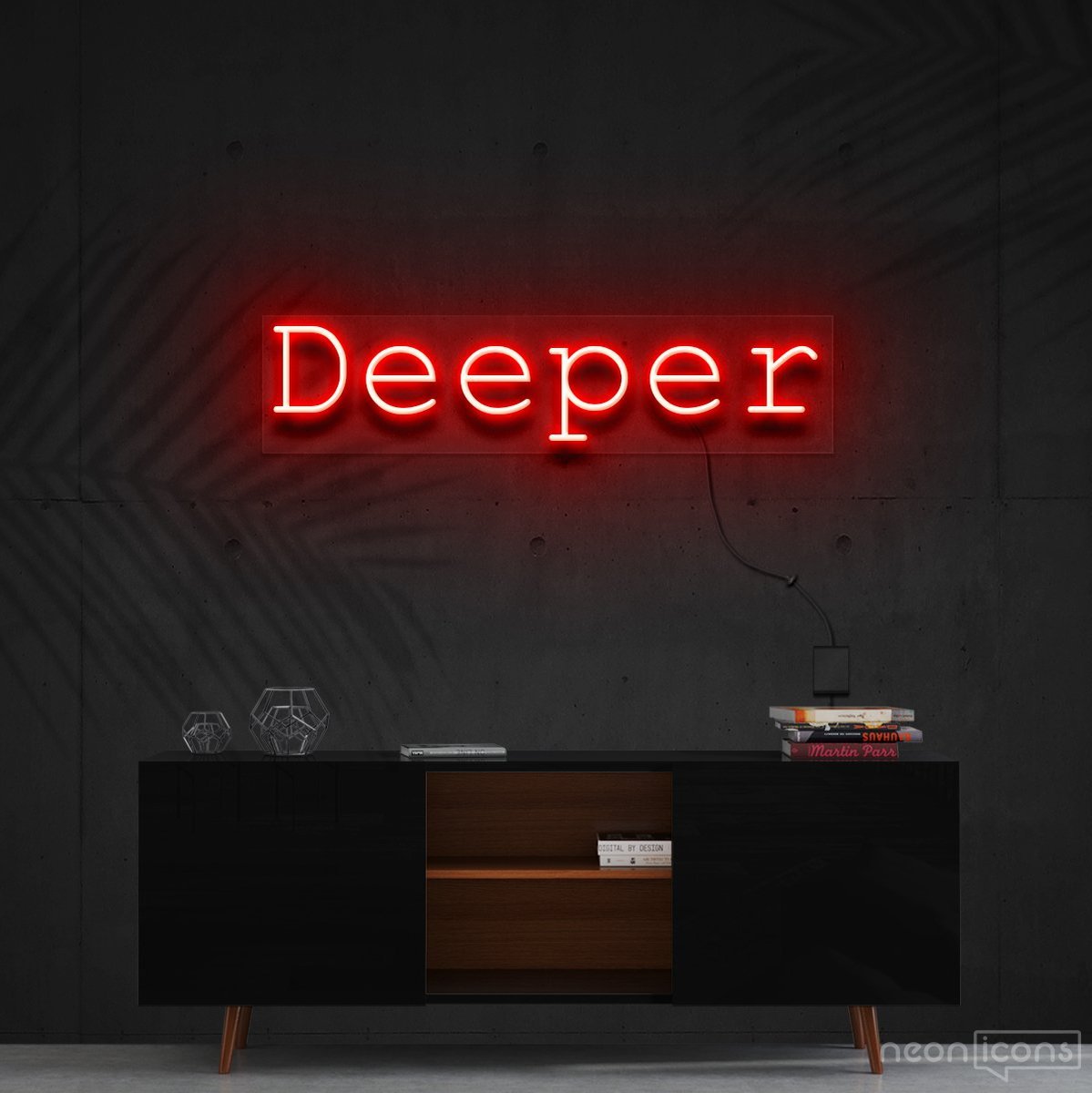 "Deeper" Neon Sign 60cm (2ft) / Red / Cut to Shape by Neon Icons