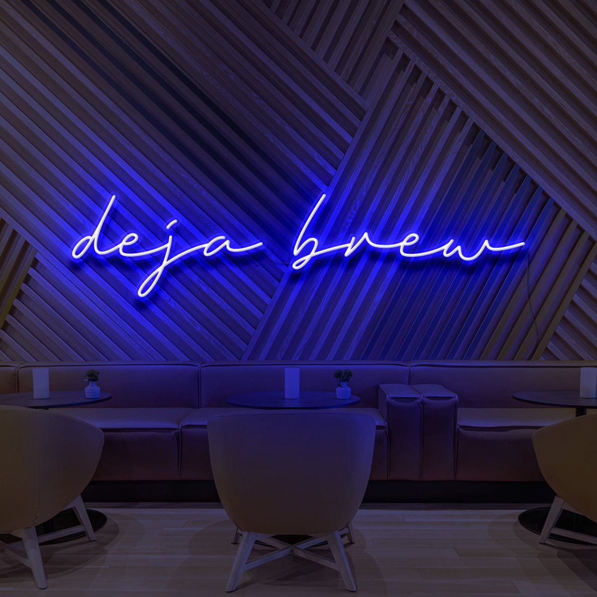 "Deja Brew" Neon Sign for Cafés 90cm (3ft) / Blue / LED Neon by Neon Icons