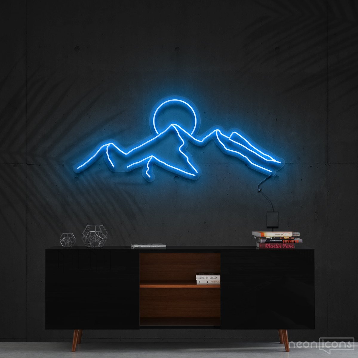 "Desert Sunset" Neon Sign 60cm (2ft) / Ice Blue / Cut to Shape by Neon Icons