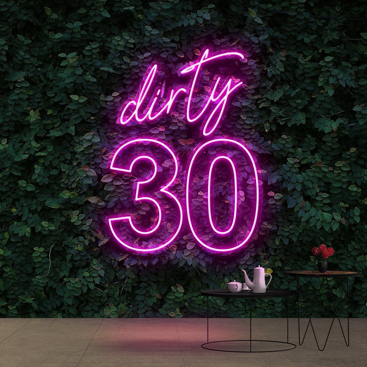 "Dirty 30" Birthday Neon Sign 60cm (2ft) / Pink / Cut to Shape by Neon Icons