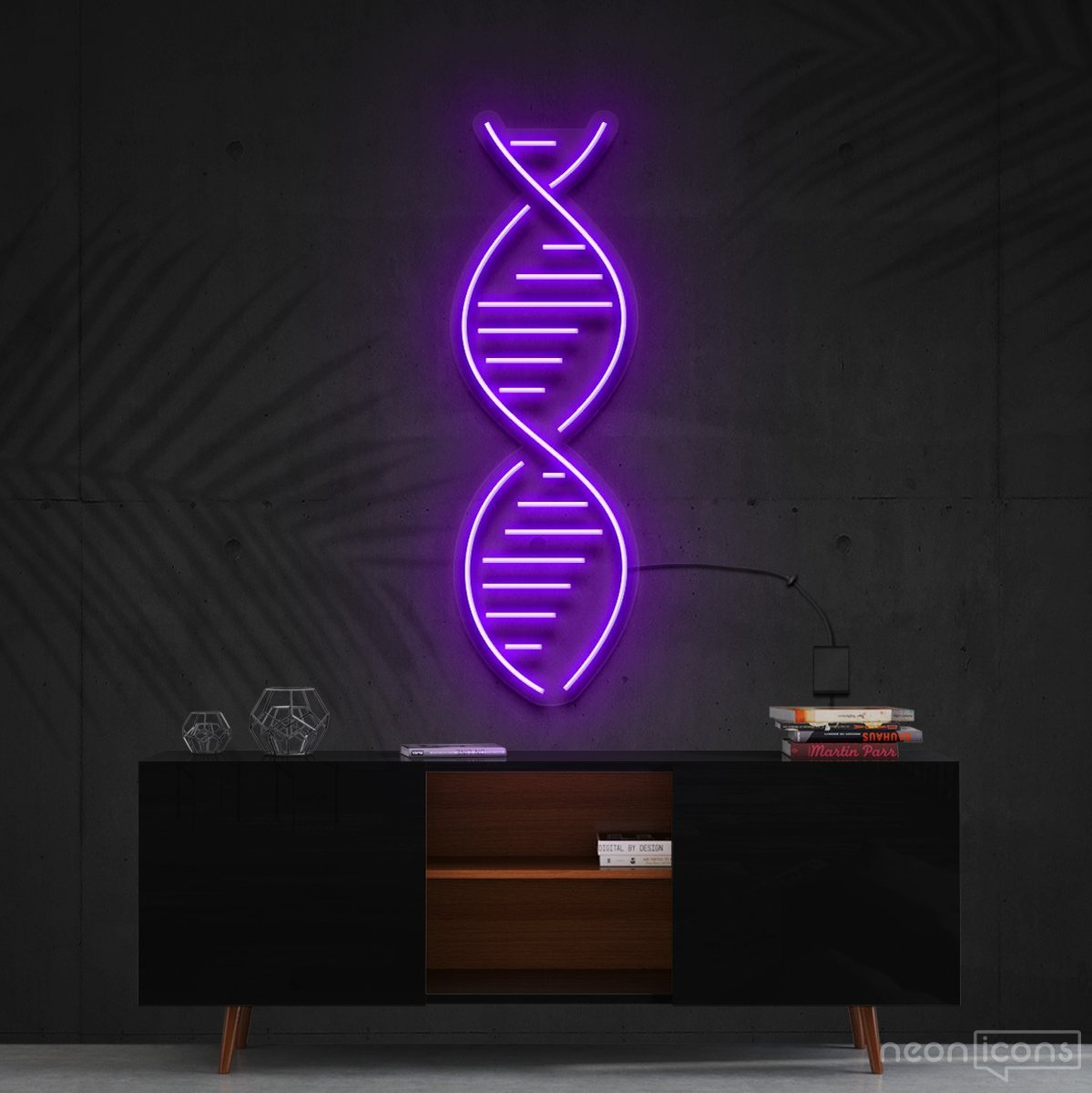 "DNA" Neon Sign 60cm (2ft) / Purple / Cut to Shape by Neon Icons