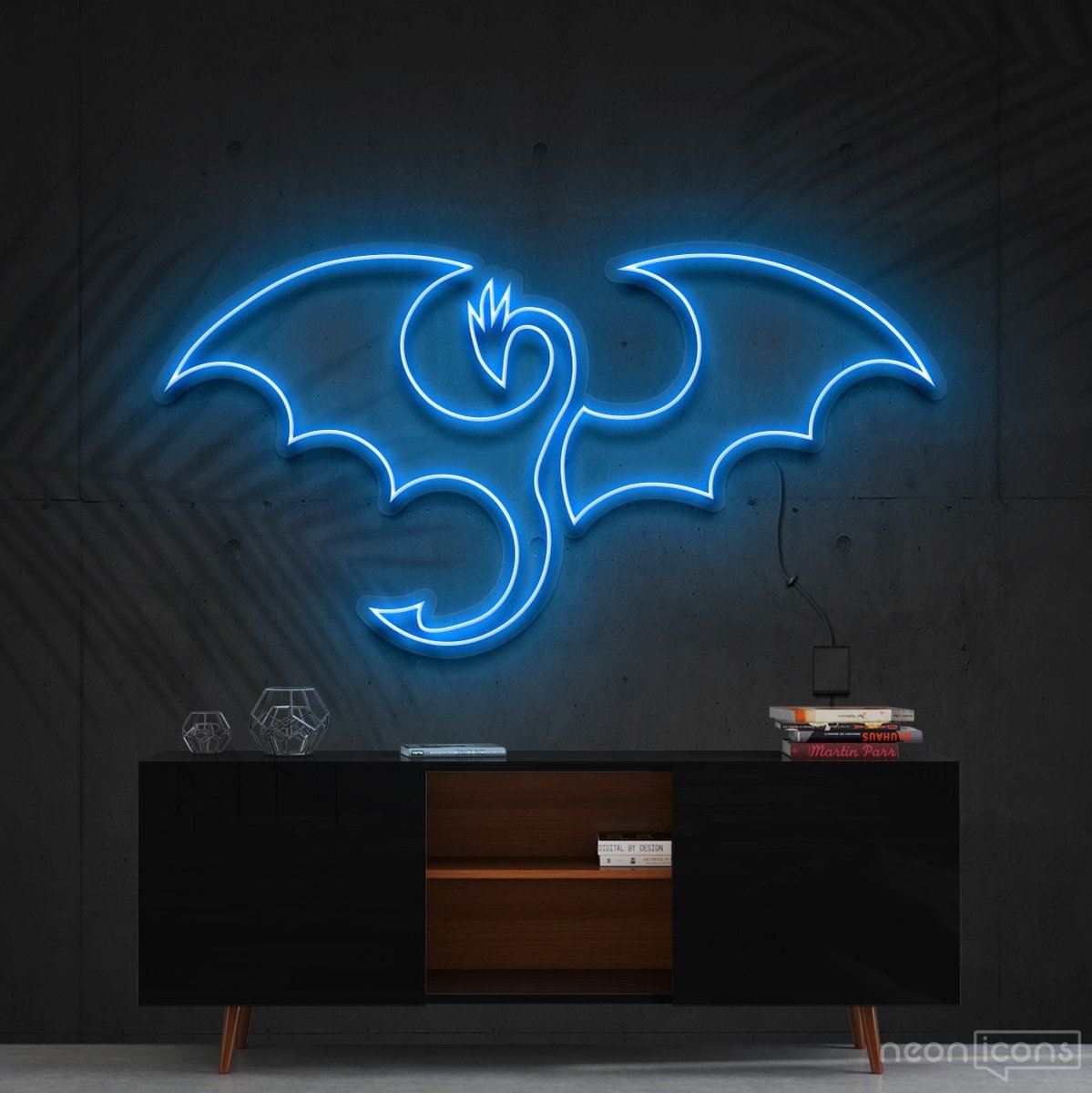 "Dragon" Neon Sign 60cm (2ft) / Ice Blue / Cut to Shape by Neon Icons