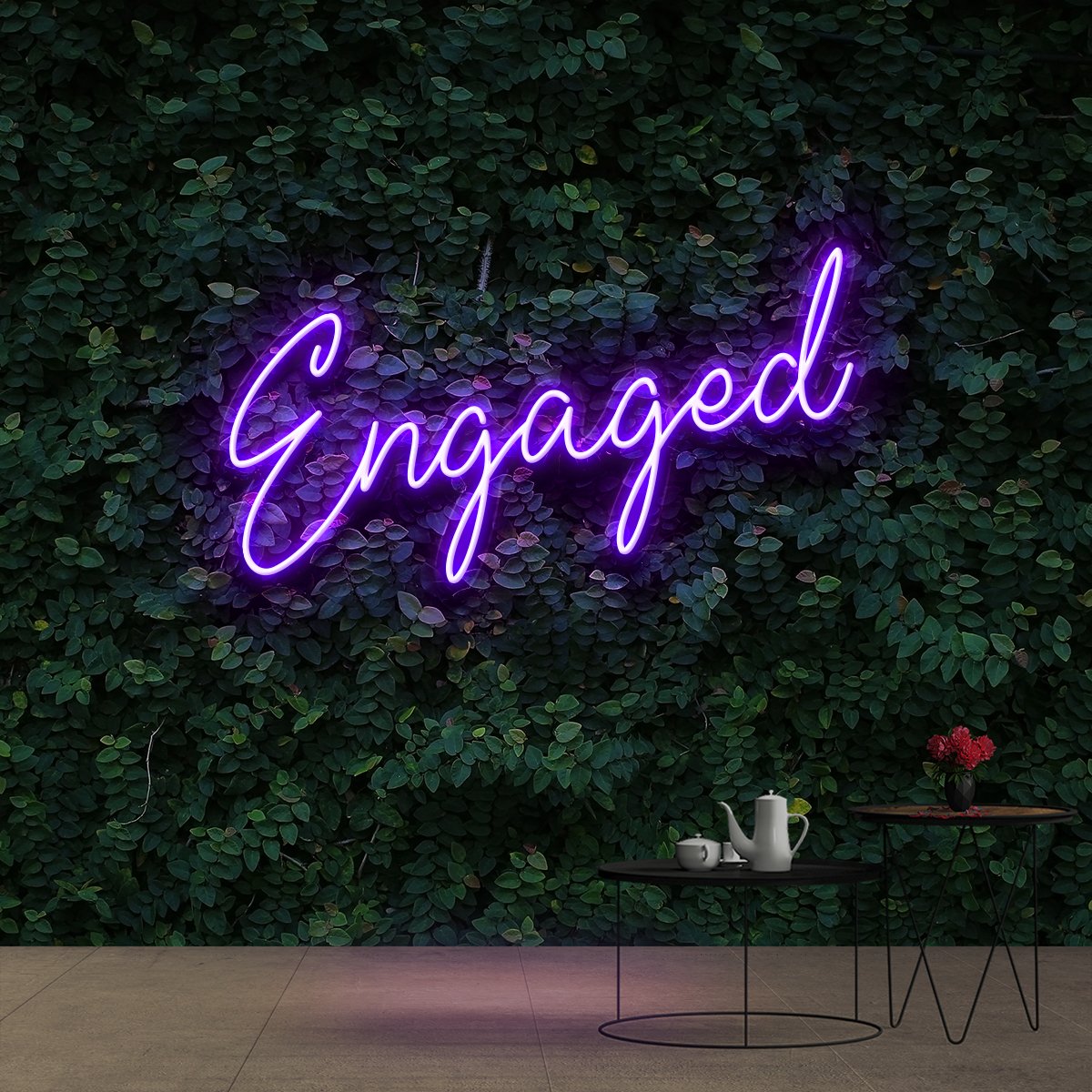 "Engaged" Neon Sign 60cm (2ft) / Purple / Cut to Shape by Neon Icons