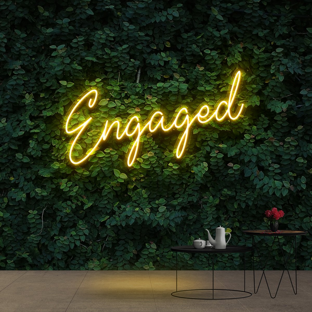 "Engaged" Neon Sign 60cm (2ft) / Yellow / Cut to Shape by Neon Icons