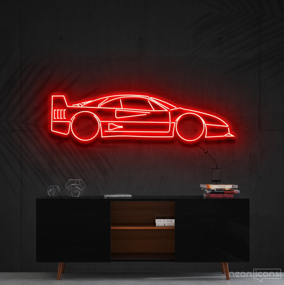 "Ferrari F40" Neon Sign 90cm (3ft) / Red / Cut to Shape by Neon Icons