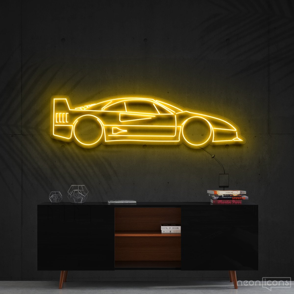 "Ferrari F40" Neon Sign 90cm (3ft) / Yellow / Cut to Shape by Neon Icons