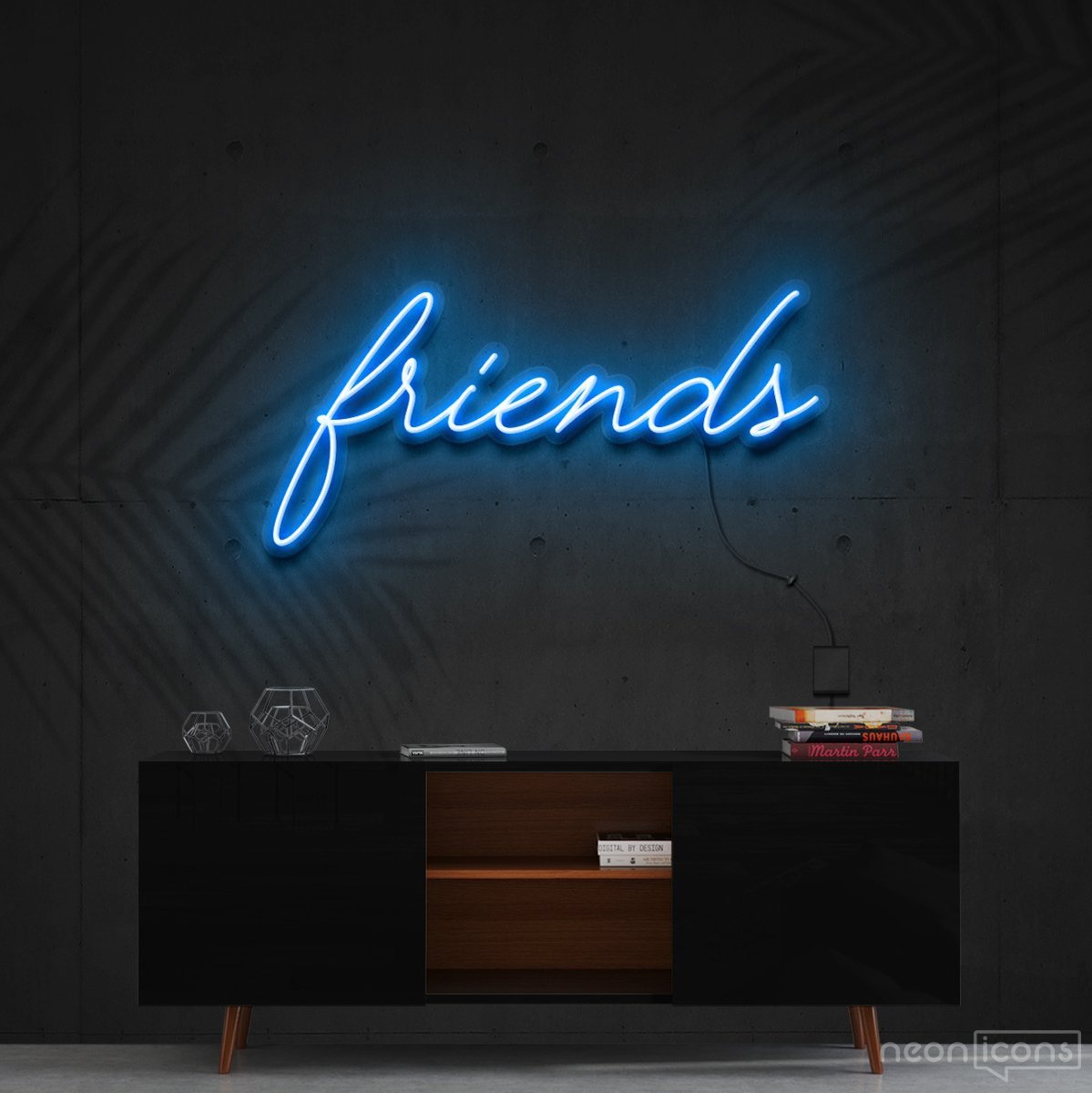 "Friends" Neon Sign 60cm (2ft) / Ice Blue / Cut to Shape by Neon Icons