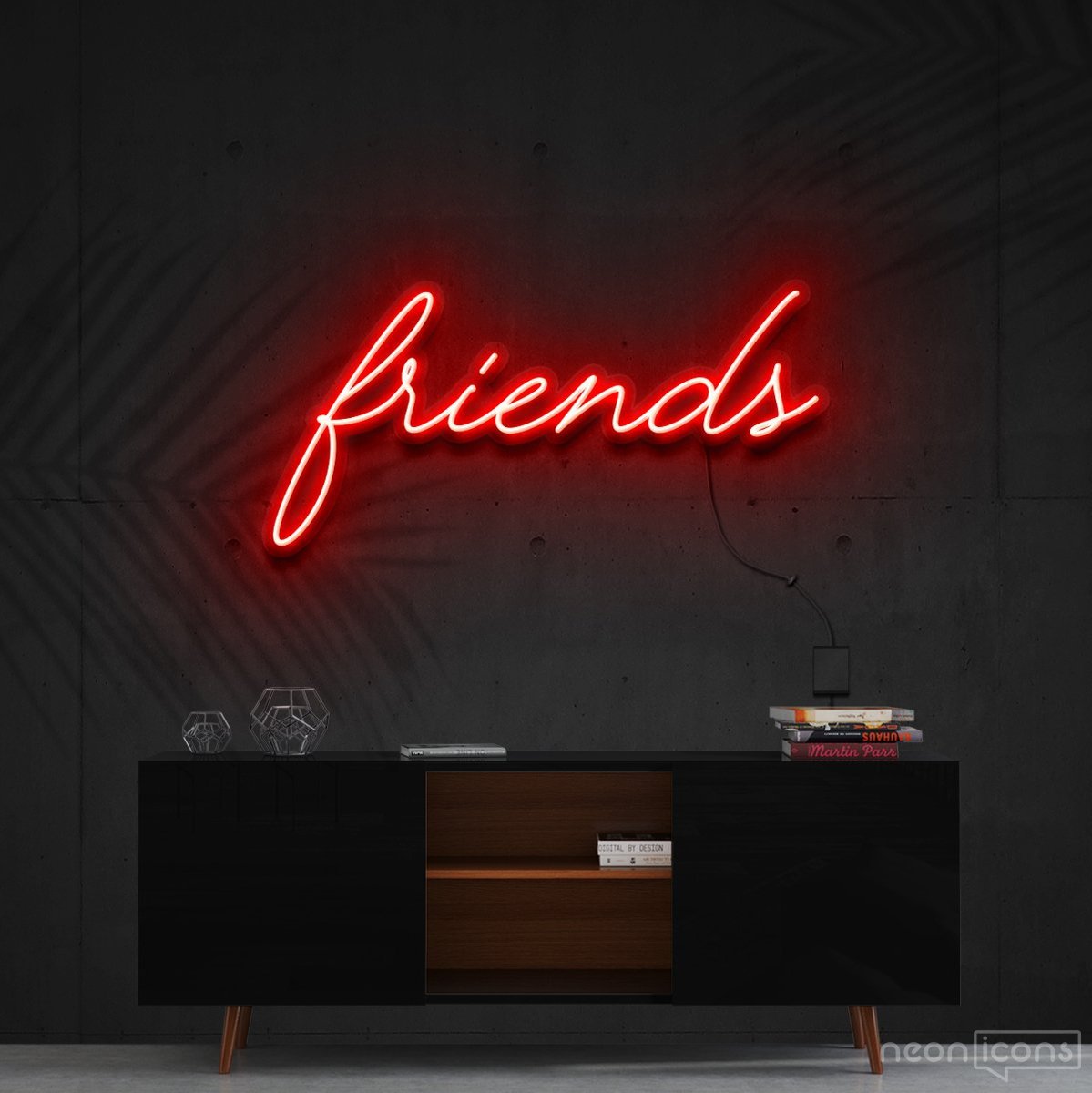 "Friends" Neon Sign 60cm (2ft) / Red / Cut to Shape by Neon Icons