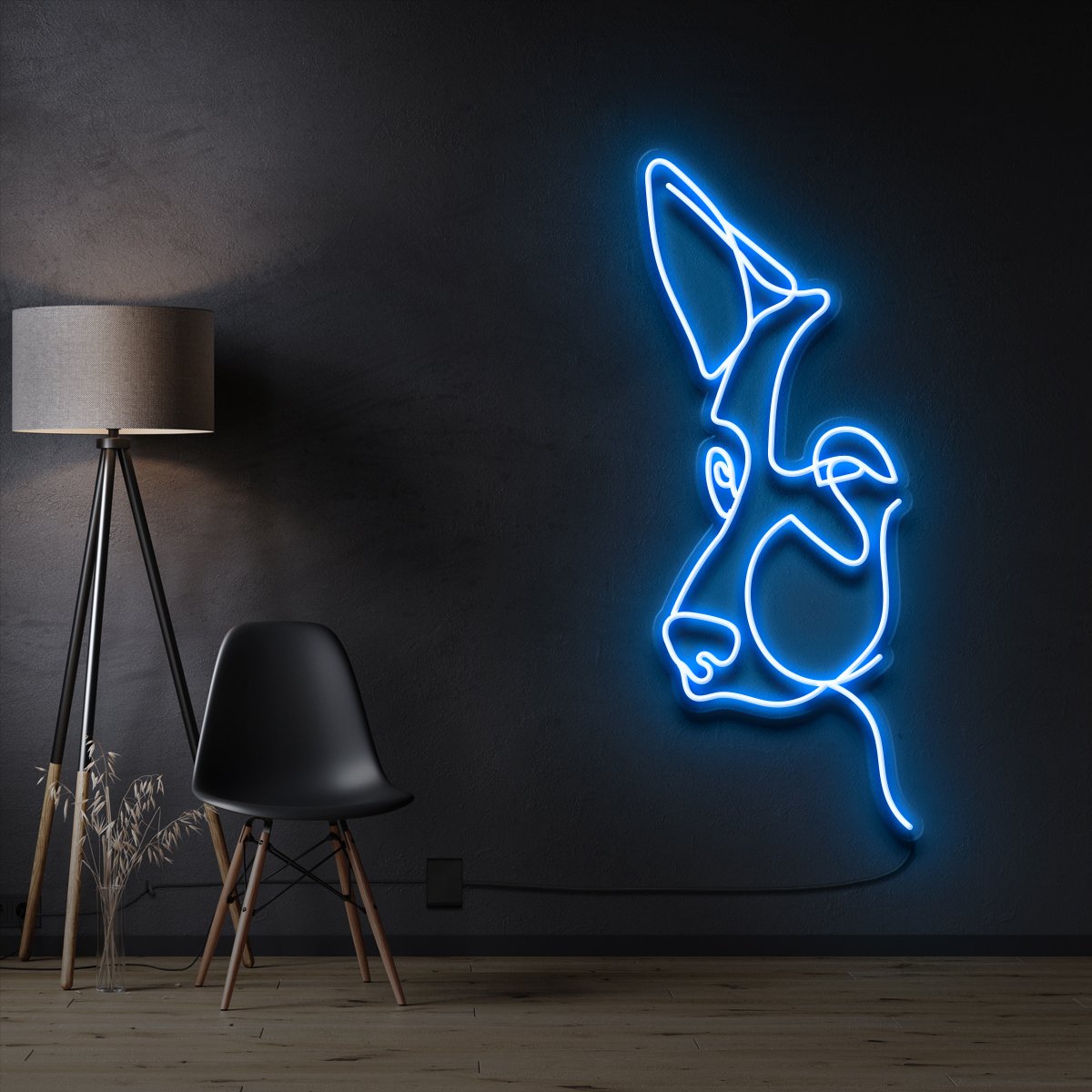 "German Shepherd Line Art" Pet Neon Sign 60cm / Ice Blue / Cut to Shape by Neon Icons