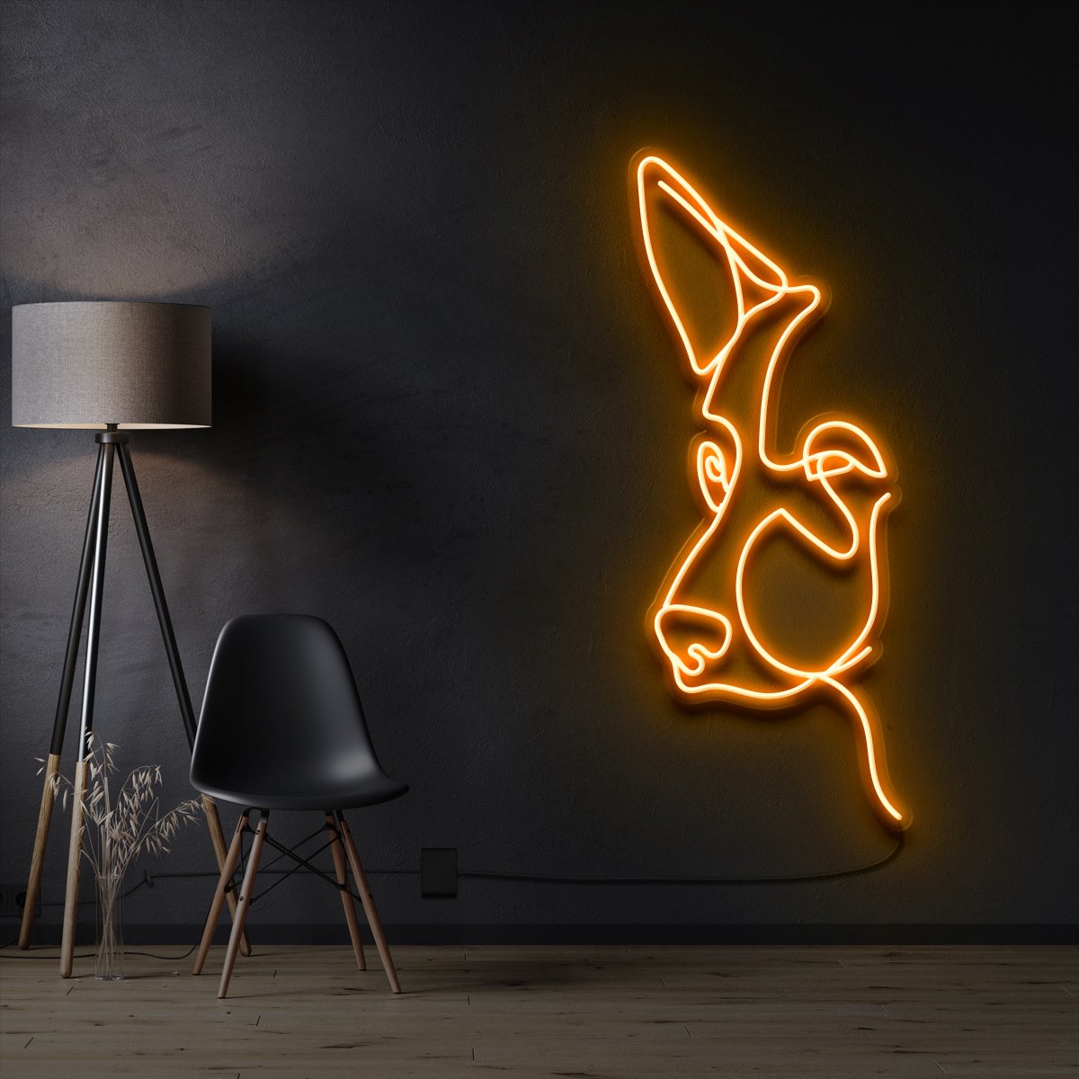 "German Shepherd Line Art" Pet Neon Sign 60cm / Orange / Cut to Shape by Neon Icons