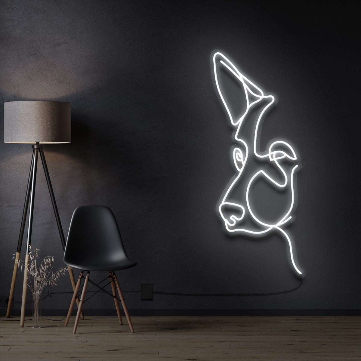 "German Shepherd Line Art" Pet Neon Sign 60cm / White / Cut to Shape by Neon Icons