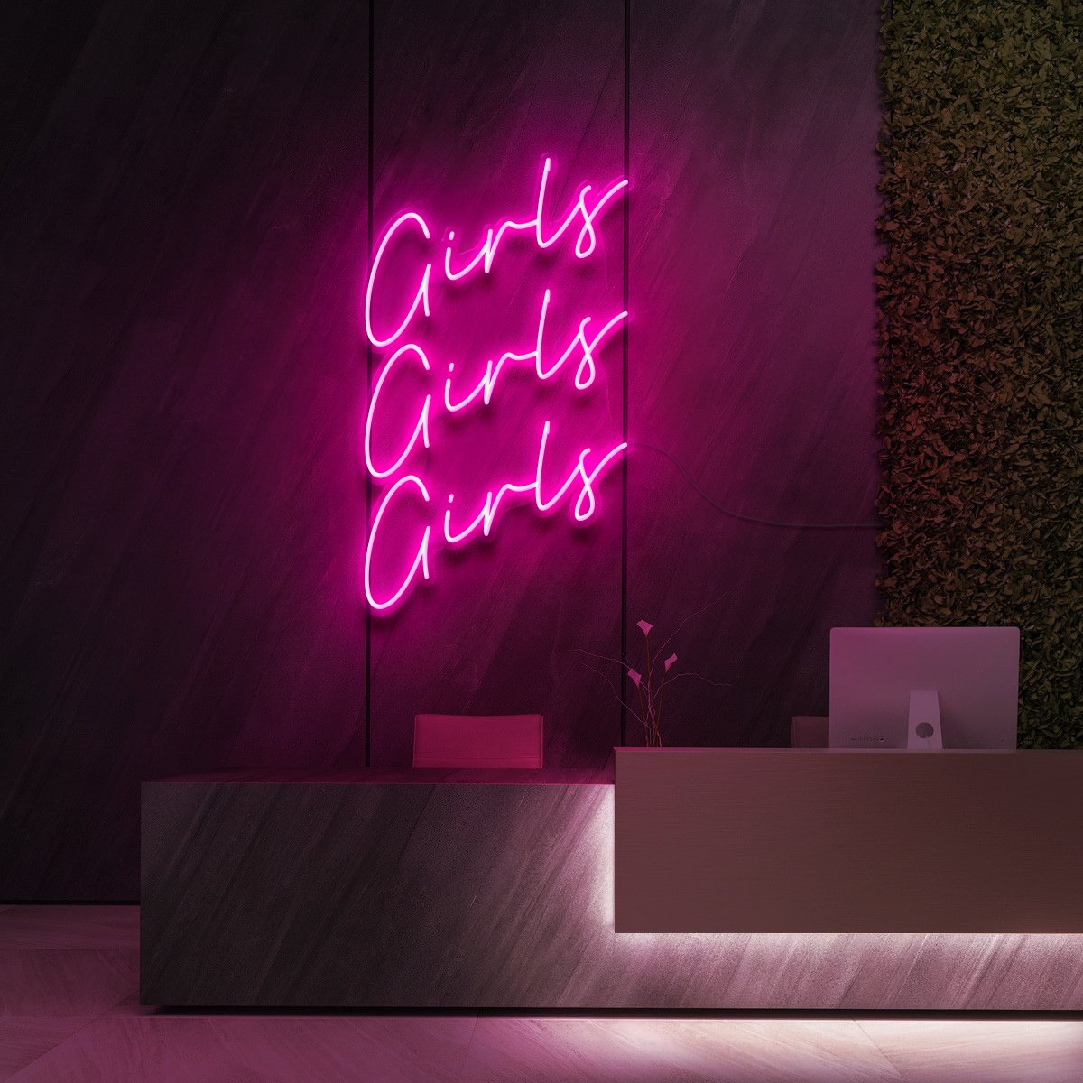 "Girls Girls Girls" Neon Sign for Beauty Salons & Cosmetic Studios 60cm (2ft) / Pink / LED Neon by Neon Icons