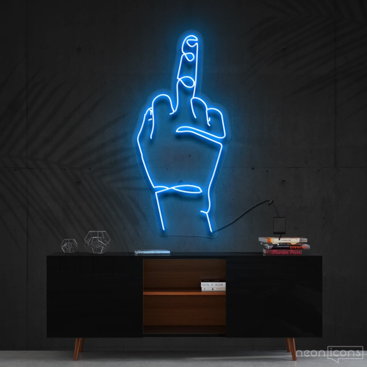 "Go F**k Yourself" Neon Sign 60cm (2ft) / Ice Blue / Cut to Shape by Neon Icons