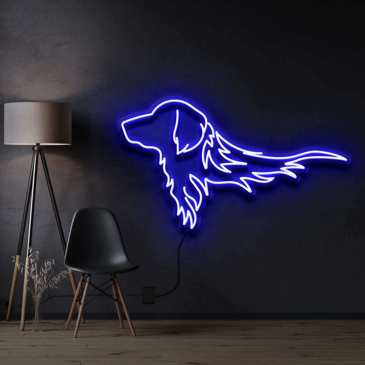 "Golden Retriever" Pet Neon Sign 60cm / Blue / Cut to Shape by Neon Icons
