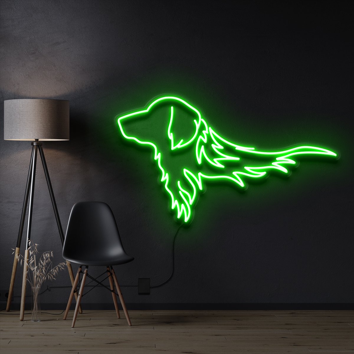 "Golden Retriever" Pet Neon Sign 60cm / Green / Cut to Shape by Neon Icons