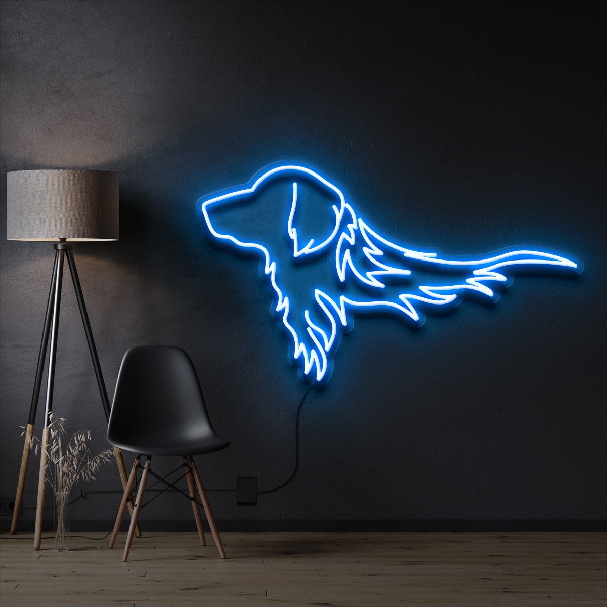 "Golden Retriever" Pet Neon Sign 60cm / Ice Blue / Cut to Shape by Neon Icons