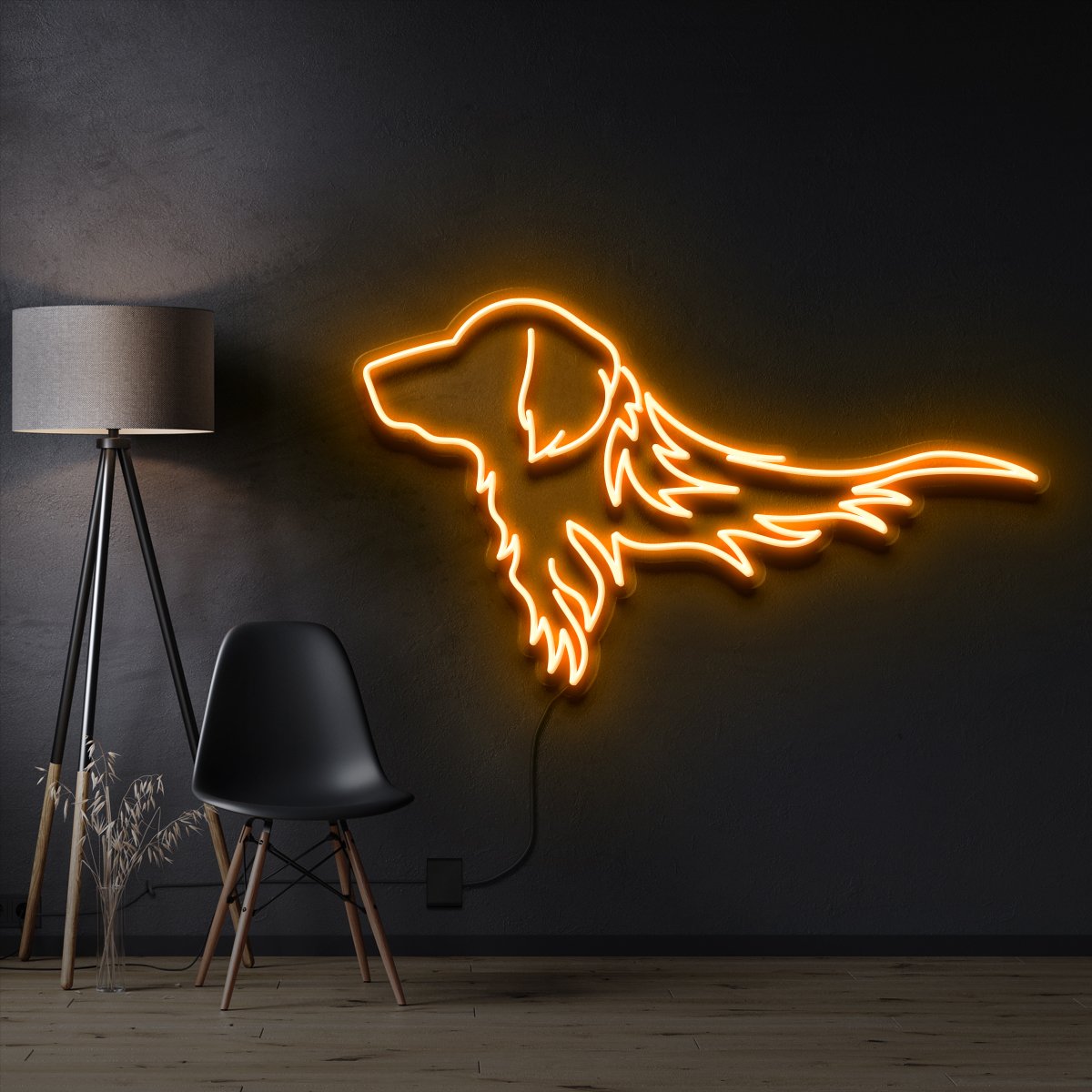 "Golden Retriever" Pet Neon Sign 60cm / Orange / Cut to Shape by Neon Icons