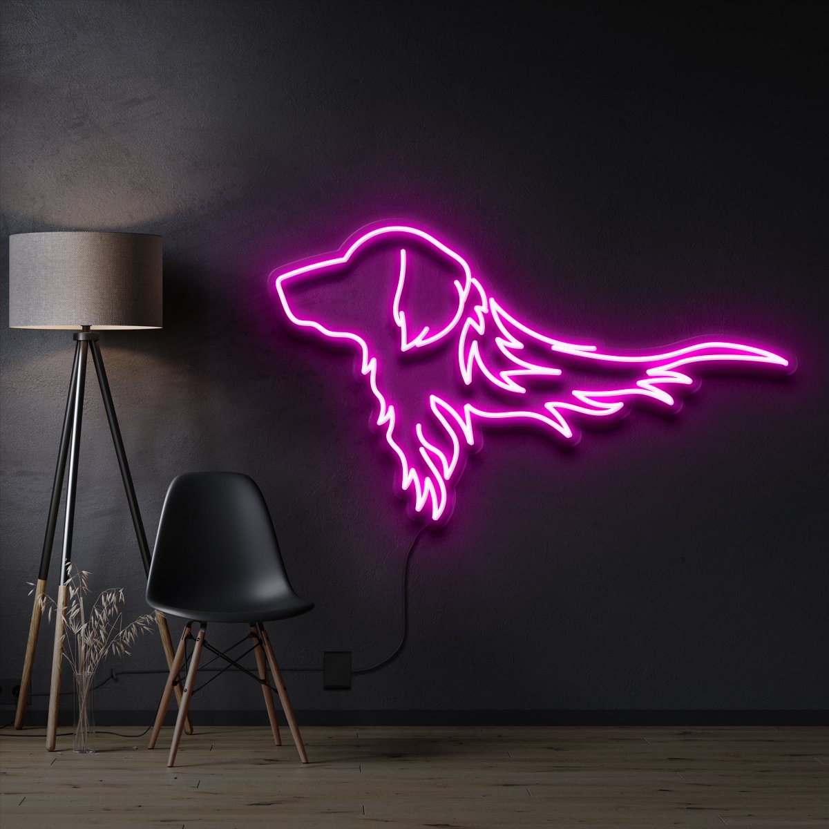 "Golden Retriever" Pet Neon Sign 60cm / Pink / Cut to Shape by Neon Icons