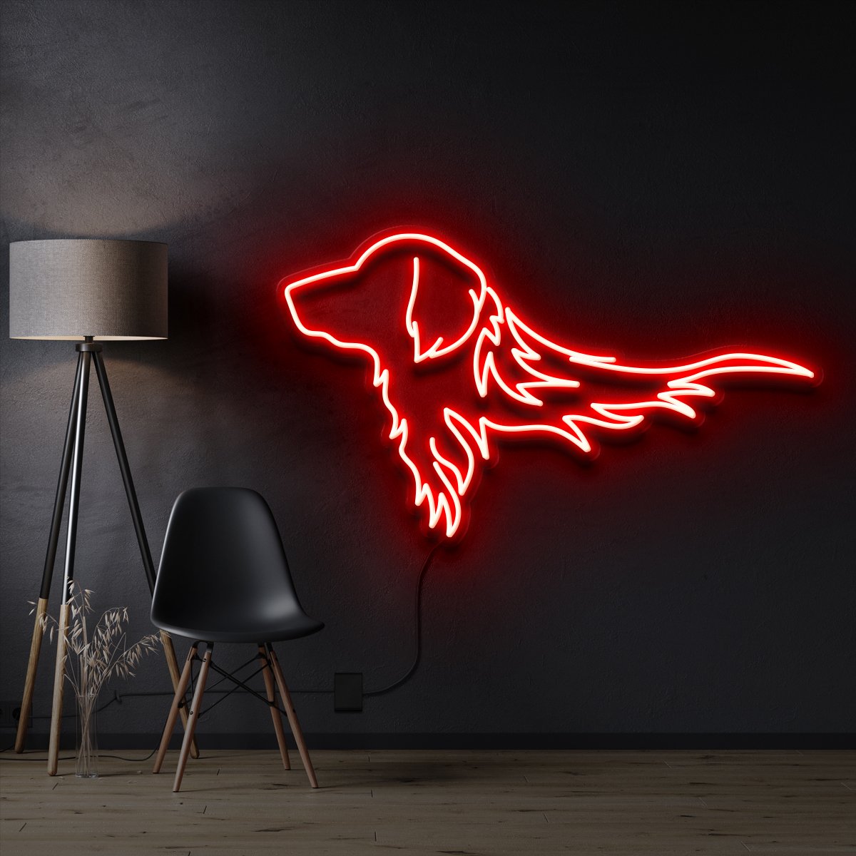 "Golden Retriever" Pet Neon Sign 60cm / Red / Cut to Shape by Neon Icons