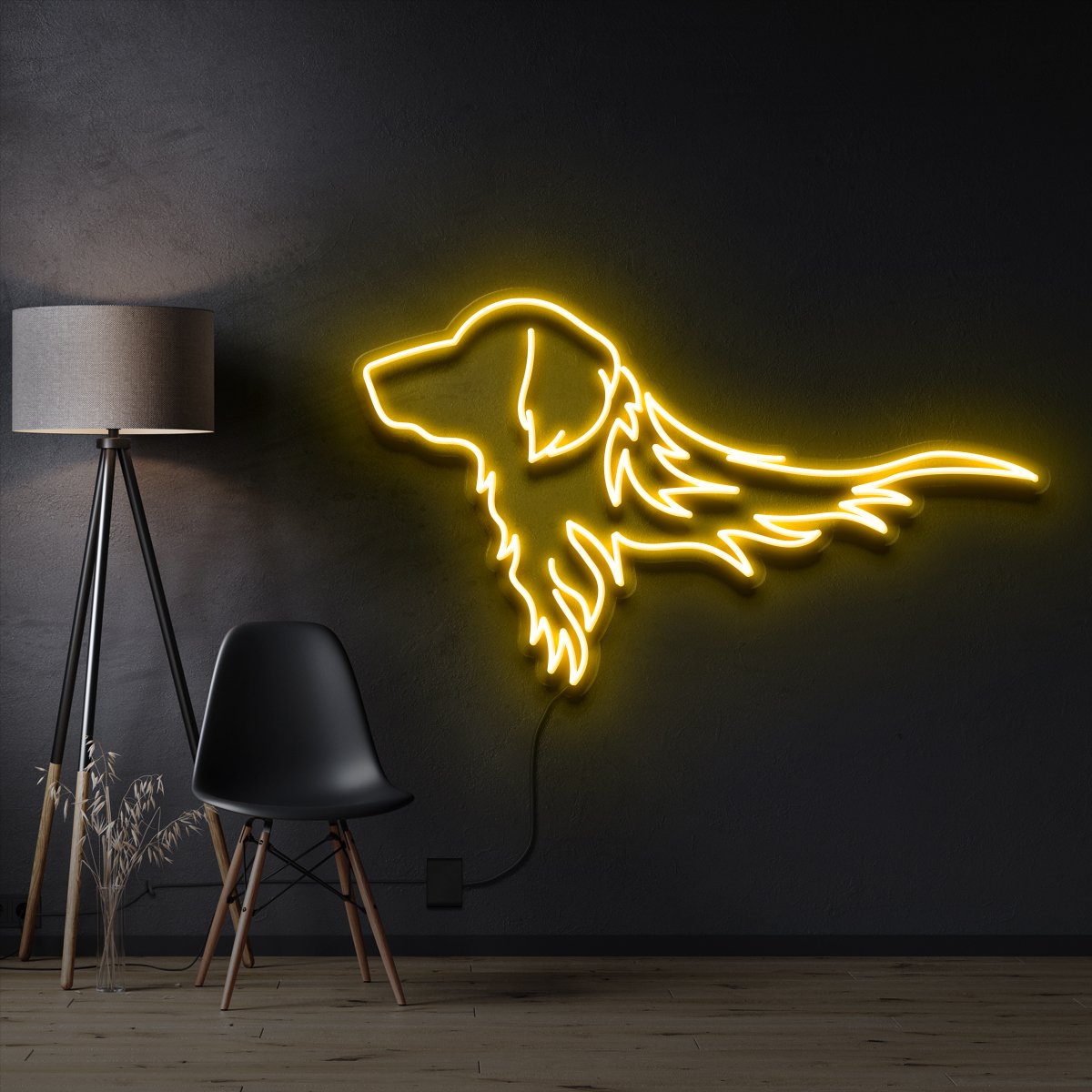 "Golden Retriever" Pet Neon Sign 60cm / Yellow / Cut to Shape by Neon Icons